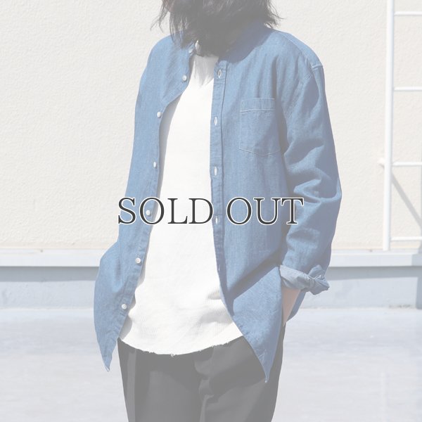 画像4: 麻混デニムオーバーサイズバンドカラーL/Sシャツ【MADE IN JAPAN】『日本製』 / Upscape Audience