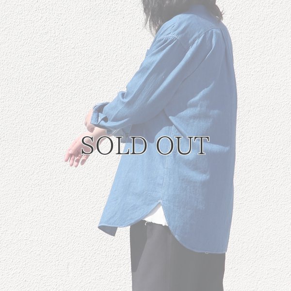画像6: 麻混デニムオーバーサイズバンドカラーL/Sシャツ【MADE IN JAPAN】『日本製』 / Upscape Audience