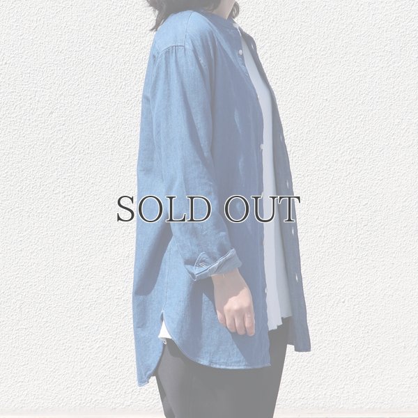 画像9: 麻混デニムオーバーサイズバンドカラーL/Sシャツ【MADE IN JAPAN】『日本製』 / Upscape Audience
