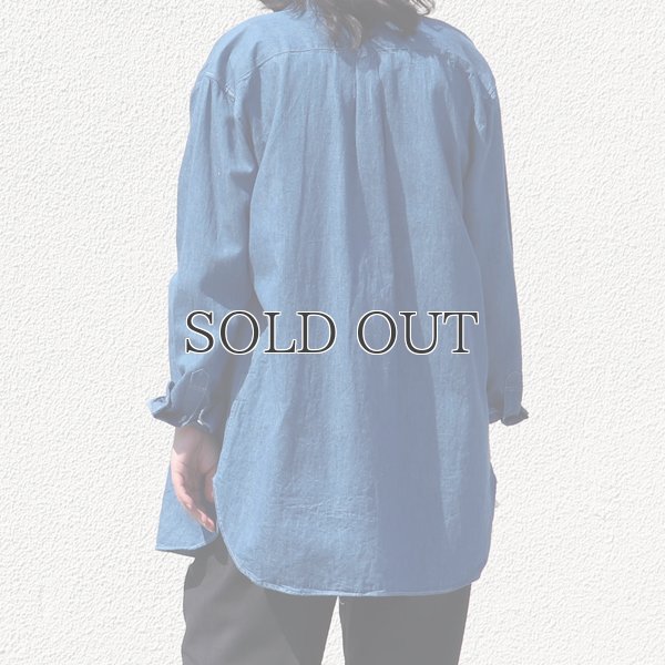画像7: 麻混デニムオーバーサイズバンドカラーL/Sシャツ【MADE IN JAPAN】『日本製』 / Upscape Audience