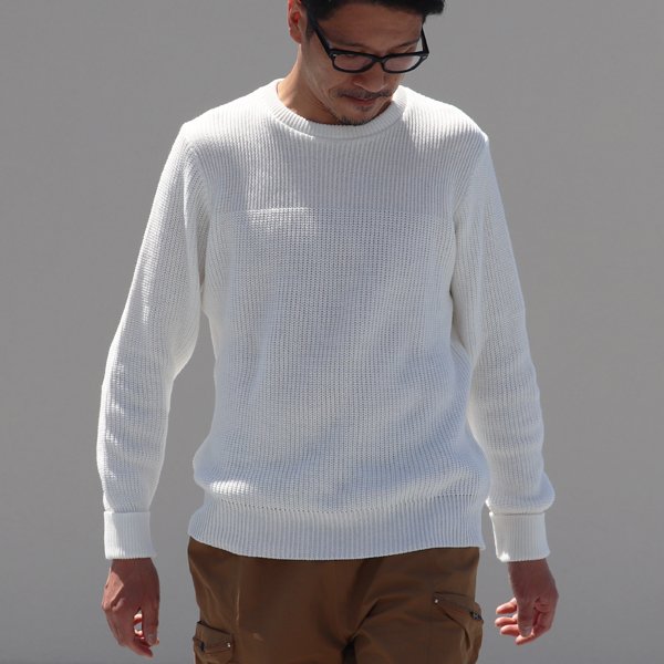 画像3: リブ×アゼ編み C/N コットンニット セーター【MADE IN JAPAN】『日本製』/ Upscape Audience