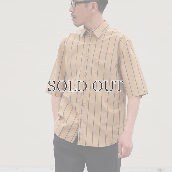 画像10: タイプライターレジメンタルストライプ ルーズフィット  裏前立て レギュラーカラー ハーフスリーブシャツ 【MADE IN JAPAN】『日本製』/ Upscape Audience