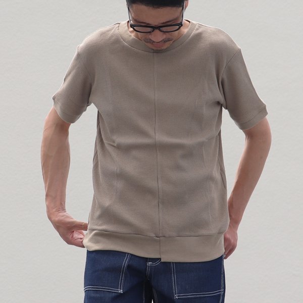 画像6: 【RE PRICE/価格改定】度詰ワッフル アシンメトリークルーネック半袖スウェット【MADE IN JAPAN】『日本製』/ Upscape Audience