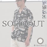 コットンレーヨン ヴィンテージHAWAII＆LEAVES柄  オープンカラー ハーフスリーブシャツ【MADE IN JAPAN】『日本製』/ Upscape Audience