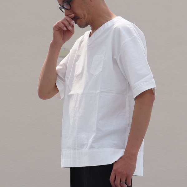 画像5: 【RE PRICE/価格改定】コットンクロス Vネック ポケ付 5分袖シャツ【MADE IN JAPAN】『日本製』 / Upscape Audience