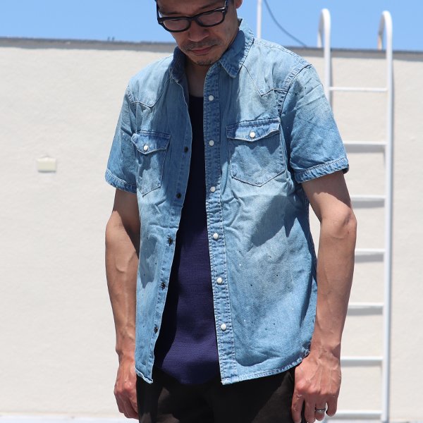 画像9: 【RE PRICE / 価格改定】ヴィンテージウォッシュ半袖デニムウェスタンシャツ / Audience