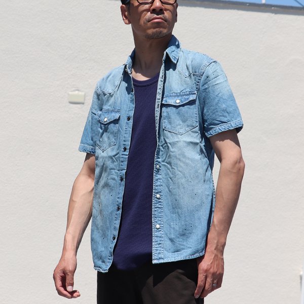 画像8: 【RE PRICE / 価格改定】ヴィンテージウォッシュ半袖デニムウェスタンシャツ / Audience