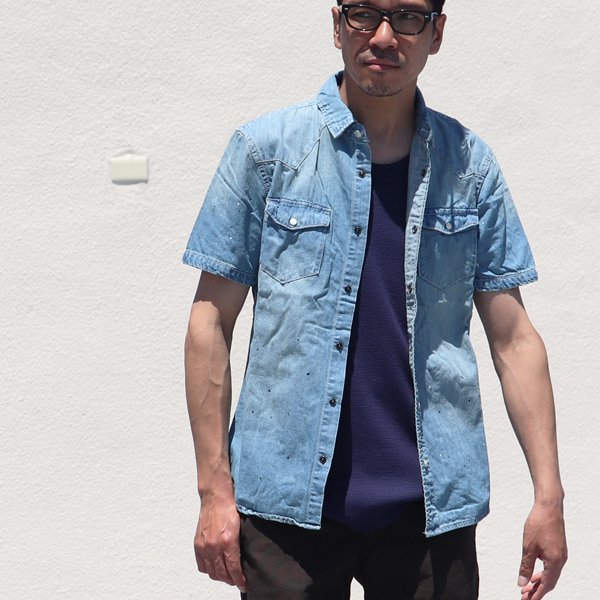 画像10: 【RE PRICE / 価格改定】ヴィンテージウォッシュ半袖デニムウェスタンシャツ / Audience