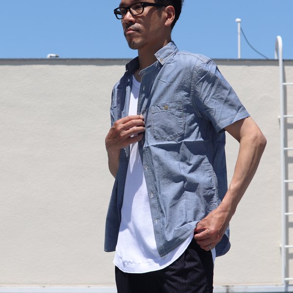 画像12: 【RE PRICE / 価格改定】ダンガリースタンドボタンダウンカラー半袖シャツ / Audience x GUNG HO