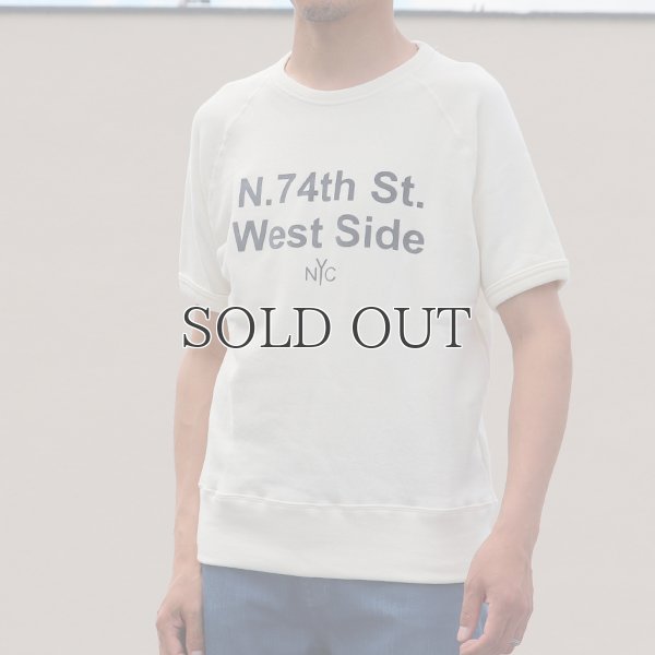 画像9: ソフトエアー裏毛"N.74th St. West Side"プリントラグラン半袖スウェットシャツ【MADE IN JAPAN】『日本製』/ Upscape Audience