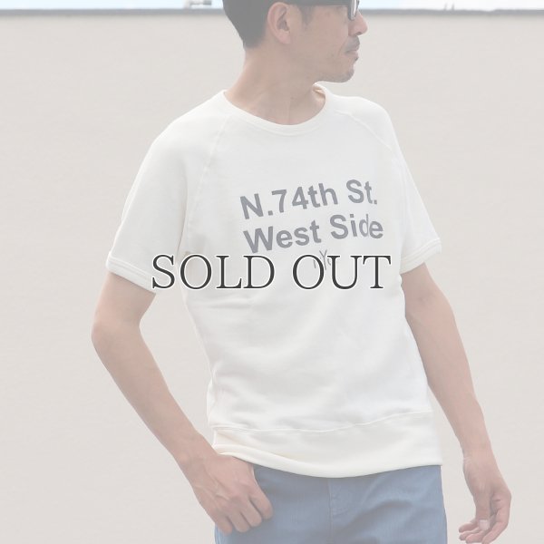画像8: ソフトエアー裏毛"N.74th St. West Side"プリントラグラン半袖スウェットシャツ【MADE IN JAPAN】『日本製』/ Upscape Audience