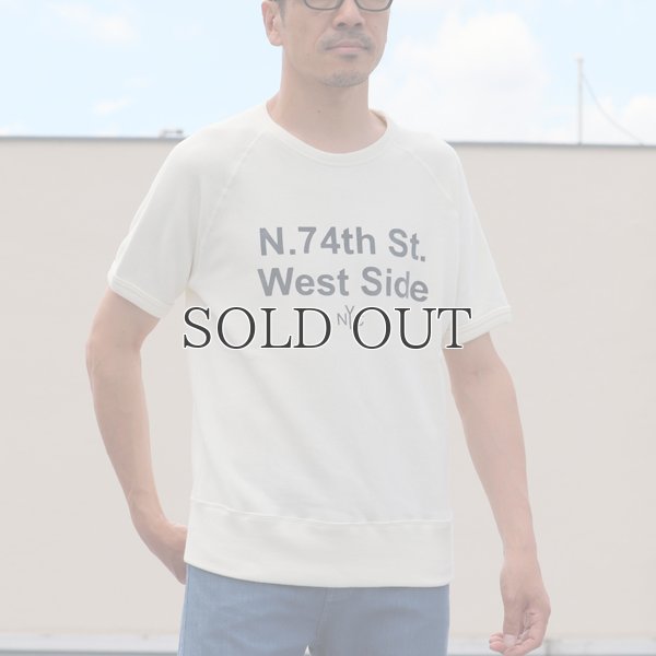 画像10: ソフトエアー裏毛"N.74th St. West Side"プリントラグラン半袖スウェットシャツ【MADE IN JAPAN】『日本製』/ Upscape Audience