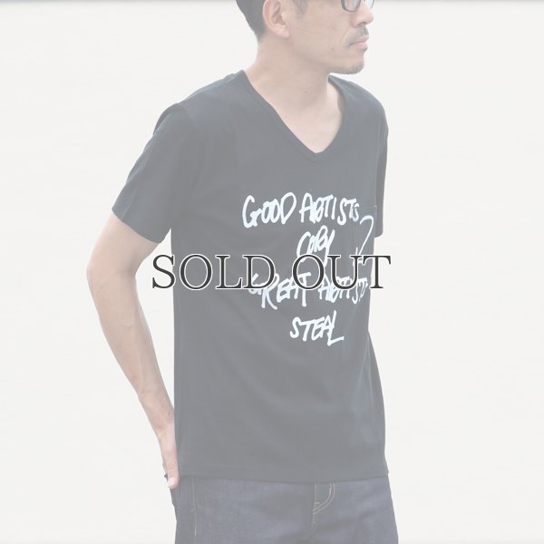 画像9: ラフィー天竺"GOOD ARTISTS..."プリントポケット付きVネックT【MADE IN JAPAN】『日本製』/ Upscape Audience