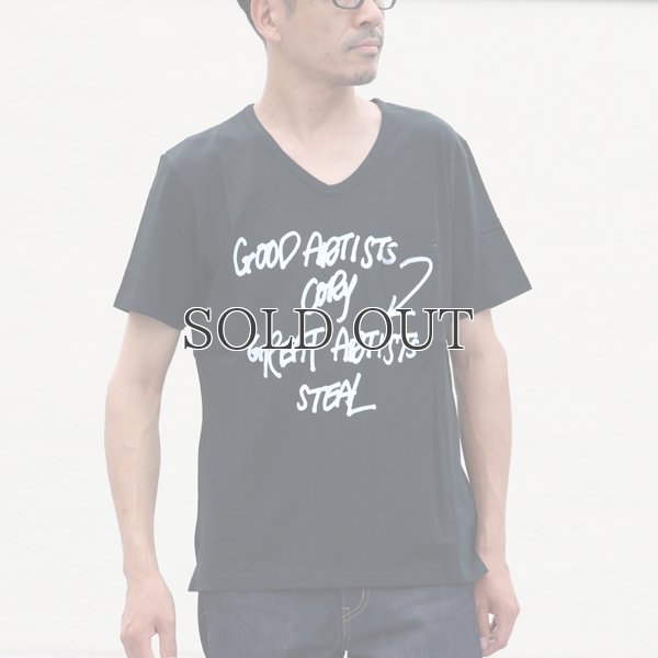 画像8: ラフィー天竺"GOOD ARTISTS..."プリントポケット付きVネックT【MADE IN JAPAN】『日本製』/ Upscape Audience