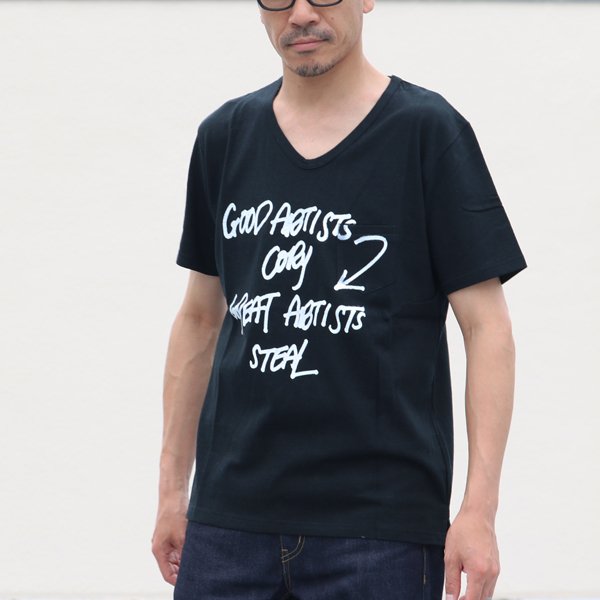 画像10: 【RE PRICE / 価格改定】ラフィー天竺"GOOD ARTISTS..."プリントポケット付きVネックT【MADE IN JAPAN】『日本製』/ Upscape Audience