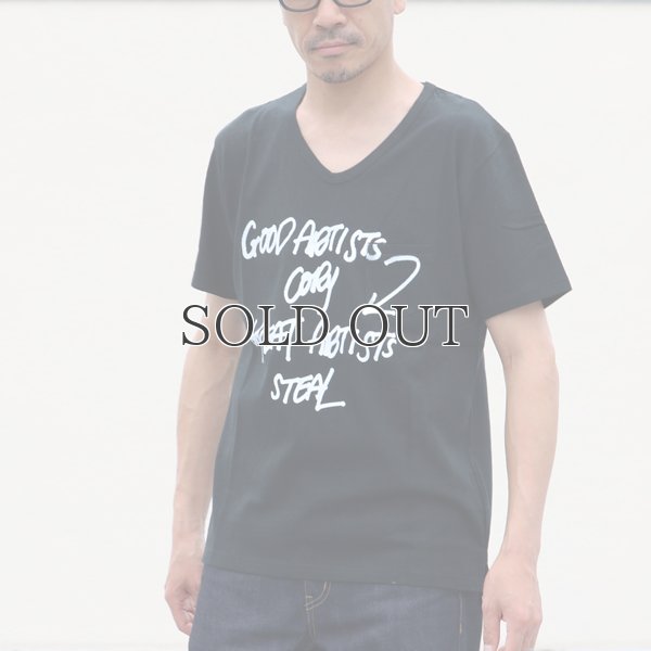 画像10: ラフィー天竺"GOOD ARTISTS..."プリントポケット付きVネックT【MADE IN JAPAN】『日本製』/ Upscape Audience