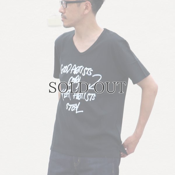 画像6: ラフィー天竺"GOOD ARTISTS..."プリントポケット付きVネックT【MADE IN JAPAN】『日本製』/ Upscape Audience