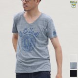 【RE PRICE / 価格改定】 UCLA"UCLA"大学ロゴ三素材混カレッジプリント半袖VネックTシャツ / Audience