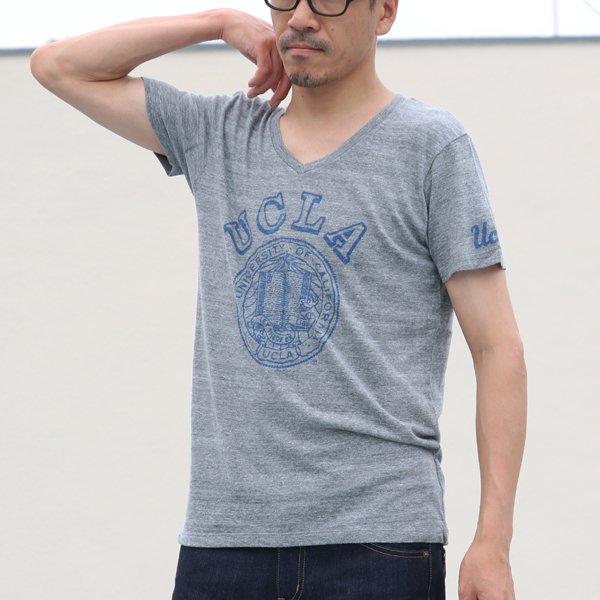 画像7: 【RE PRICE / 価格改定】 UCLA"UCLA"大学ロゴ三素材混カレッジプリント半袖VネックTシャツ / Audience