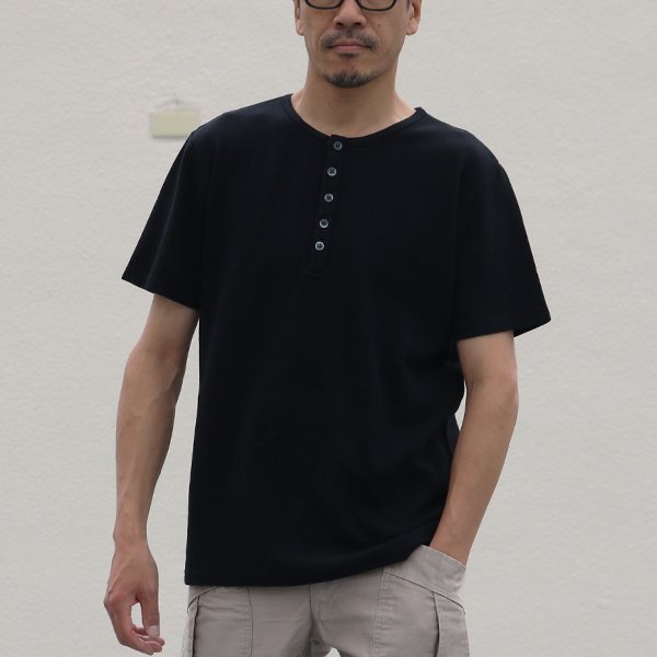 画像2: 【RE PRICE / 価格改定】JPSダブルニットクルーネックヘンリー半袖Tシャツ【MADE IN JAPAN】『日本製』/ Upscape Audience