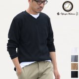 ランダムワッフル ヘムラウンドVネック　L/S　ニットソー【MADE IN JAPAN】『日本製』/ Upscape Audience