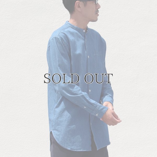 画像5: 麻混デニムオーバーサイズバンドカラーL/Sシャツ【MADE IN JAPAN】『日本製』 / Upscape Audience