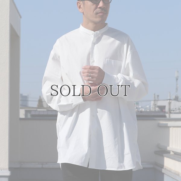 画像3: 70/30クロス ストレッチタイプライター バンドカラー L/S ボクシーシャツ【MADE IN JAPAN】『日本製』/ Upscape Audience