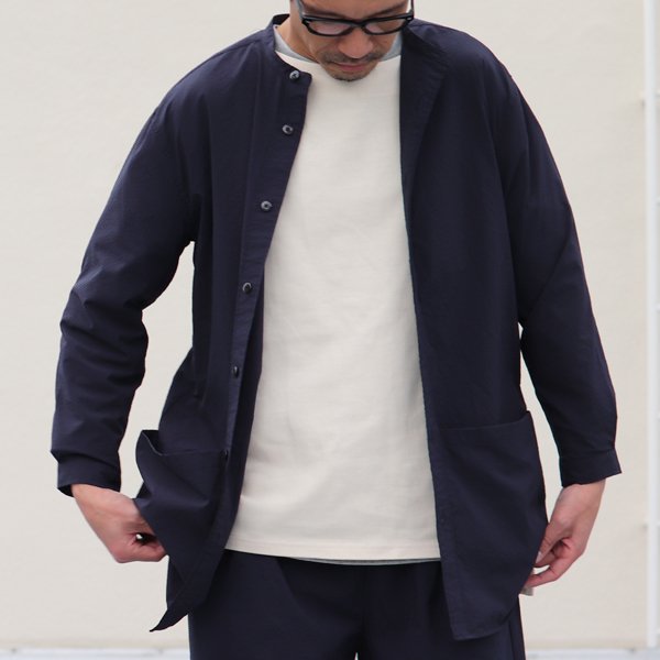 画像3: SOLOTEX(ソロテックス)DRY サッカーギンガム バンドカラー ツールポケ 9分袖シャツ【MADE IN JAPAN】『日本製』Upscape Audience