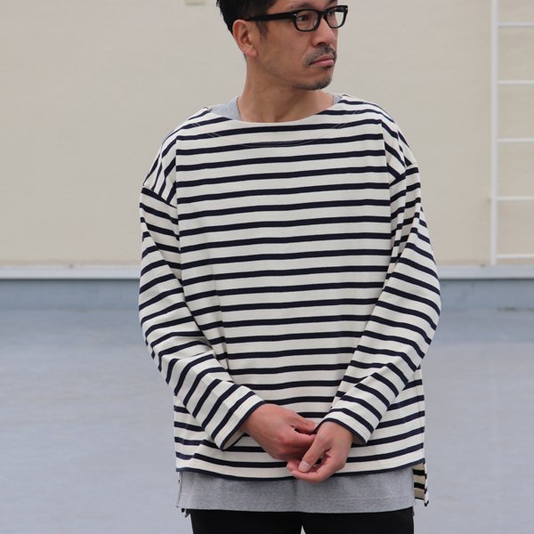 画像6: Basque10オンス（バスク天竺）フレンチボーダー ボートネック BOX Tee【MADE IN JAPAN】『日本製』/ Upscape Audience