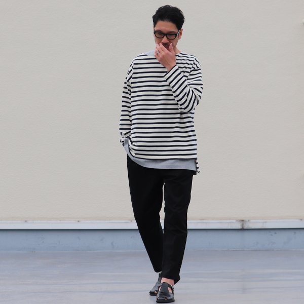 画像9: Basque10オンス（バスク天竺）フレンチボーダー ボートネック BOX Tee【MADE IN JAPAN】『日本製』/ Upscape Audience