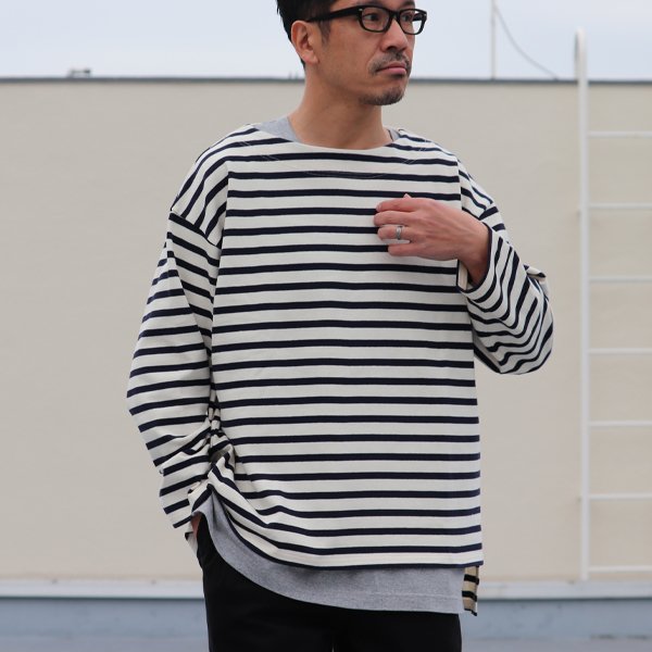 画像5: Basque10オンス（バスク天竺）フレンチボーダー ボートネック BOX Tee【MADE IN JAPAN】『日本製』/ Upscape Audience
