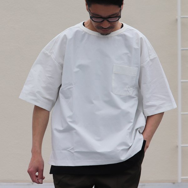 画像7: コットンリネンウェザー プルオーバー ハーフスリーブ 布帛シャツ ボクシーTee【MADE IN JAPAN】 『日本製』  / Upscape Audience