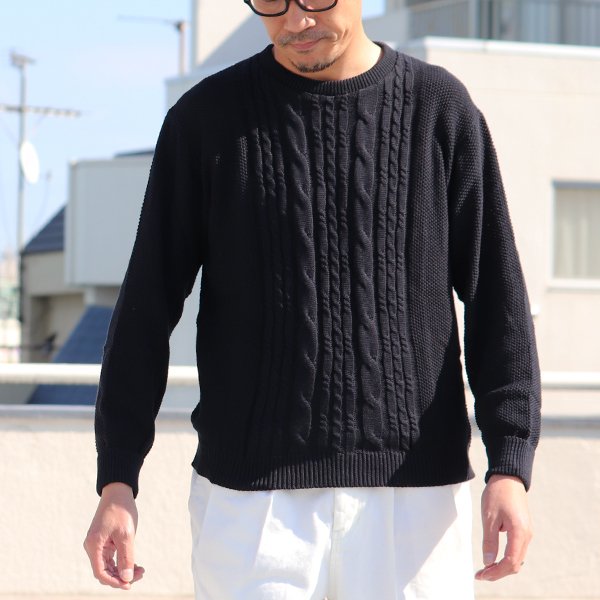 画像3: フランスリネンケーブル×鹿の子クルーネック長袖ニット【MADE IN JAPAN】『日本製』/ Upscape Audience