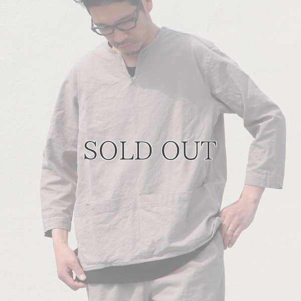 画像6: 綿麻ビンテージソフトキャンバス スリーピング キーネック プルオーバーシャツ【MADE IN JAPAN】『日本製』 / Upscape Audience