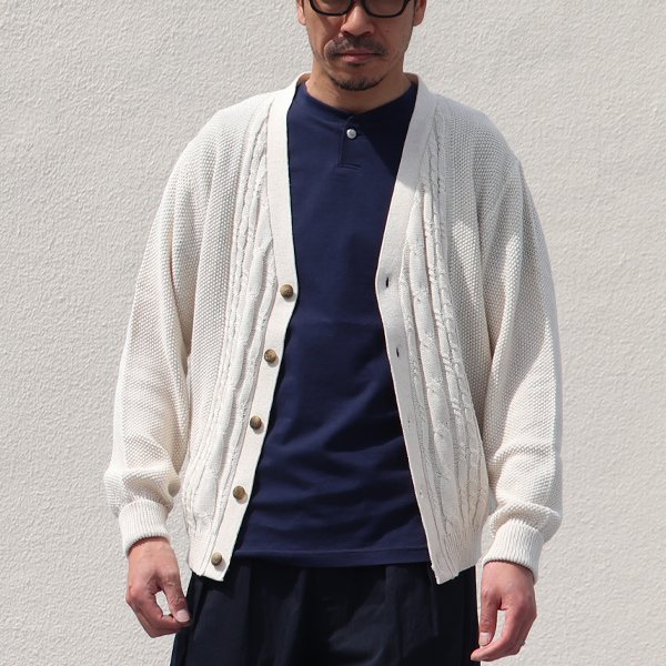 画像6: 【RE PRICE/価格改定】フランスリネンケーブル×鹿の子長袖ニットカーディガン【MADE IN JAPAN】『日本製』/ Upscape Audience