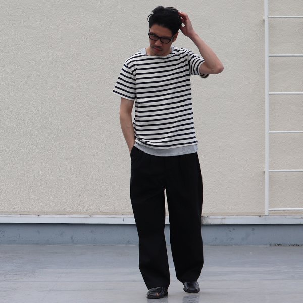 画像8: 【RE PRICE/価格改定】Basque 10オンス ( バスク天竺 )無地＆ボーダーボートネックレイヤード半袖カットソー【MADE IN JAPAN】『日本製』/ Upscape Audience