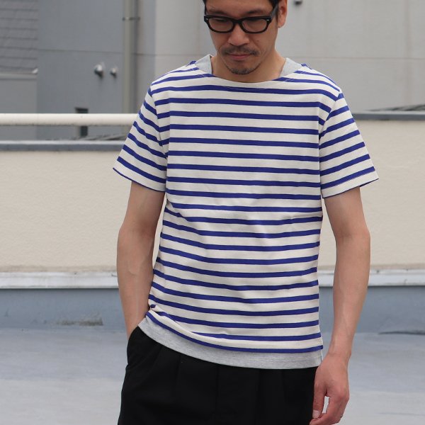 画像5: 【RE PRICE/価格改定】Basque 10オンス ( バスク天竺 )無地＆ボーダーボートネックレイヤード半袖カットソー【MADE IN JAPAN】『日本製』/ Upscape Audience