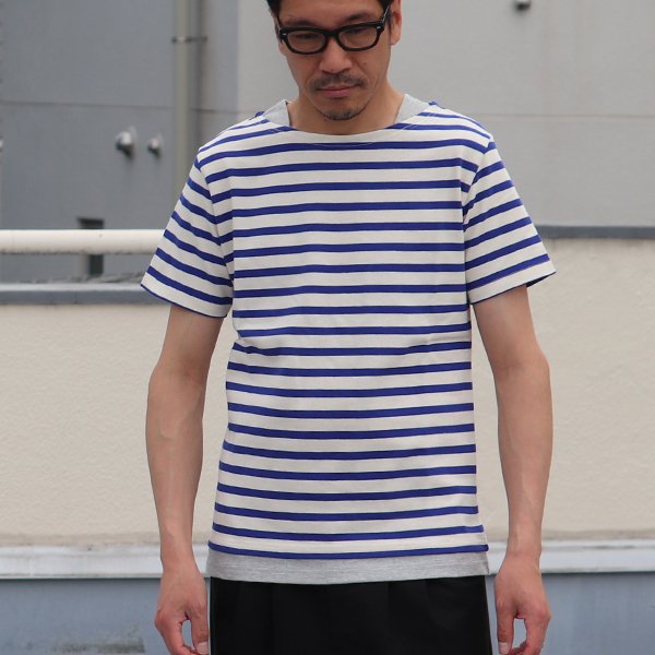 画像3: 【RE PRICE/価格改定】Basque 10オンス ( バスク天竺 )無地＆ボーダーボートネックレイヤード半袖カットソー【MADE IN JAPAN】『日本製』/ Upscape Audience