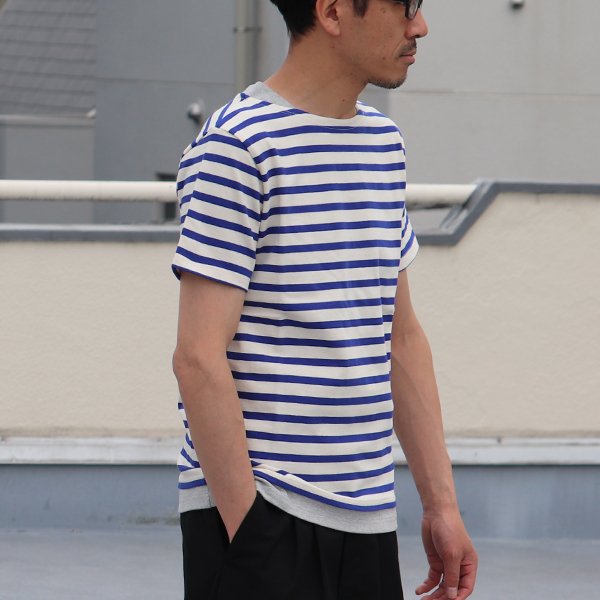 画像6: 【RE PRICE/価格改定】Basque 10オンス ( バスク天竺 )無地＆ボーダーボートネックレイヤード半袖カットソー【MADE IN JAPAN】『日本製』/ Upscape Audience