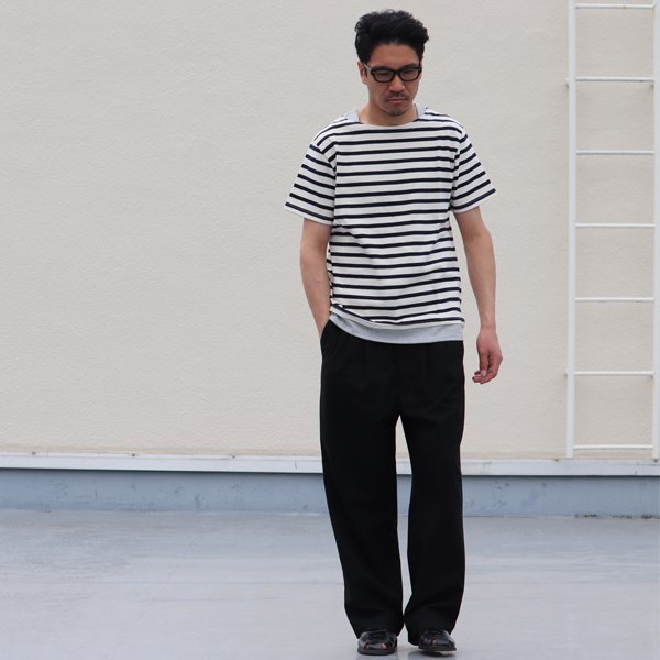 画像7: 【RE PRICE/価格改定】Basque 10オンス ( バスク天竺 )無地＆ボーダーボートネックレイヤード半袖カットソー【MADE IN JAPAN】『日本製』/ Upscape Audience