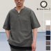 画像1: 綿麻ビンテージソフトキャンバス キーネック コンチョ釦 5/Sシャツ【MADE IN JAPAN】『日本製』/ Upscape Audience (1)