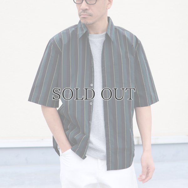 画像5: タイプライターレジメンタルストライプ ルーズフィット  裏前立て レギュラーカラー ハーフスリーブシャツ 【MADE IN JAPAN】『日本製』/ Upscape Audience