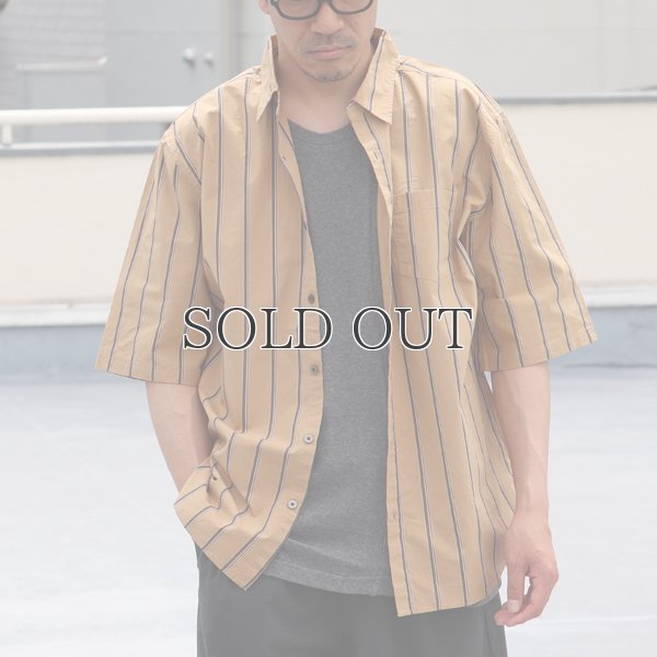 画像3: タイプライターレジメンタルストライプ ルーズフィット  裏前立て レギュラーカラー ハーフスリーブシャツ 【MADE IN JAPAN】『日本製』/ Upscape Audience
