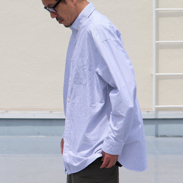 画像10: 播州織オックスフォードストライプ ボタンダウン 長袖 ボクシーシャツ【MADE IN JAPAN】『日本製』/ Upscape Audience