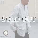播州織オックスフォードシャンブレー バンドカラー 長袖 ボクシーAラインシャツ【MADE IN JAPAN】『日本製』/ Upscape Audience