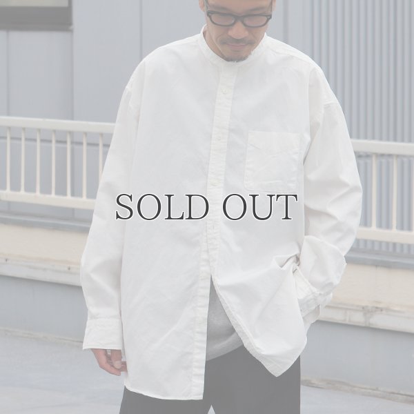 画像4: 遠州織7オンス チノクロス バンドカラー 長袖 ボクシーAライン シャツ【MADE IN JAPAN】『日本製』/ Upscape Audience
