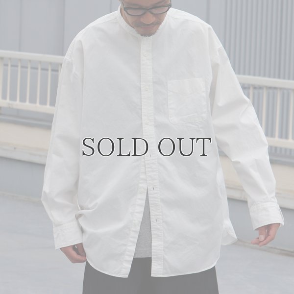 画像2: 遠州織7オンス チノクロス バンドカラー 長袖 ボクシーAライン シャツ【MADE IN JAPAN】『日本製』/ Upscape Audience