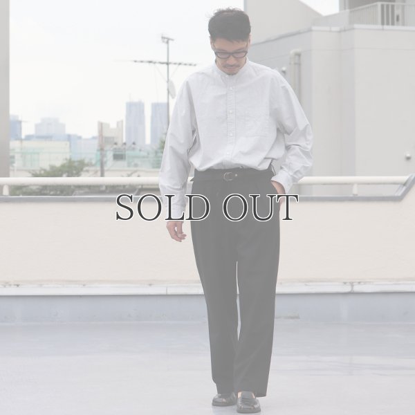 画像9: 播州織オックスフォードシャンブレー バンドカラー 長袖 ボクシーAラインシャツ【MADE IN JAPAN】『日本製』/ Upscape Audience