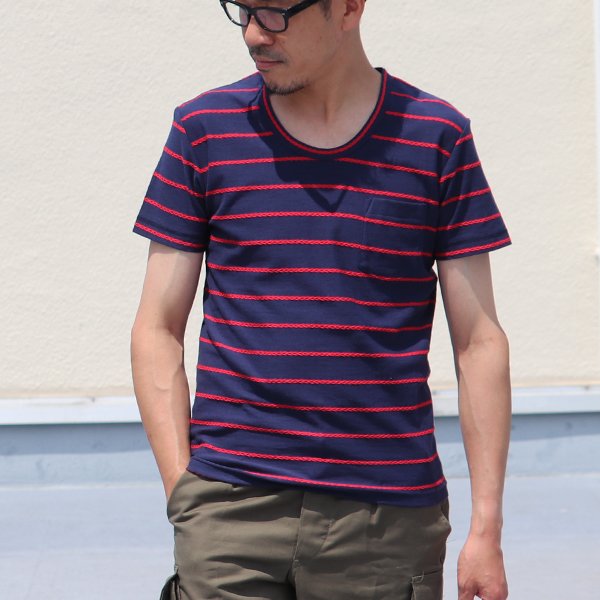 画像3: 【RE PRICE/価格改定】ロープボーダーポケット付きUネックカットソー 【MADE IN JAPAN】 / Upscape Audience