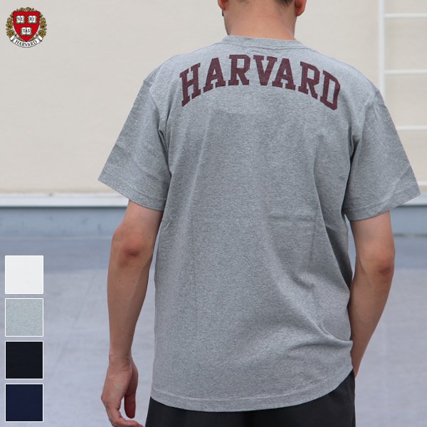 画像1: 【RE PRICE / 価格改定】Harvard University "HARVARD" 7.1oz米綿丸胴オールドプリントクルーネックポケットT / Audience